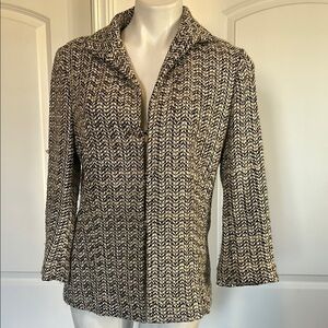 Lafayette 148 New York Black and White Blazer with Geometric Pattern